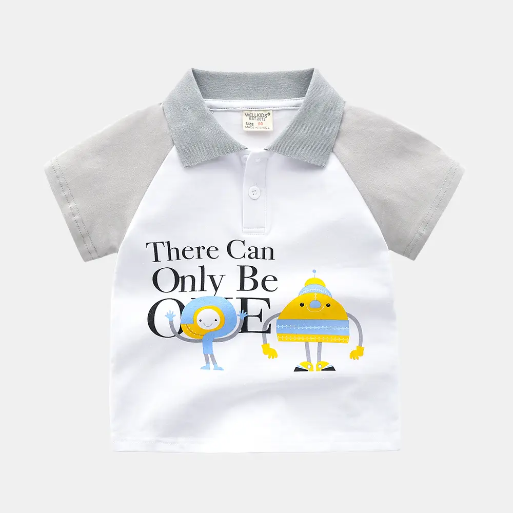 Kids Boys Polo Shirt White Green Whale Print 2025