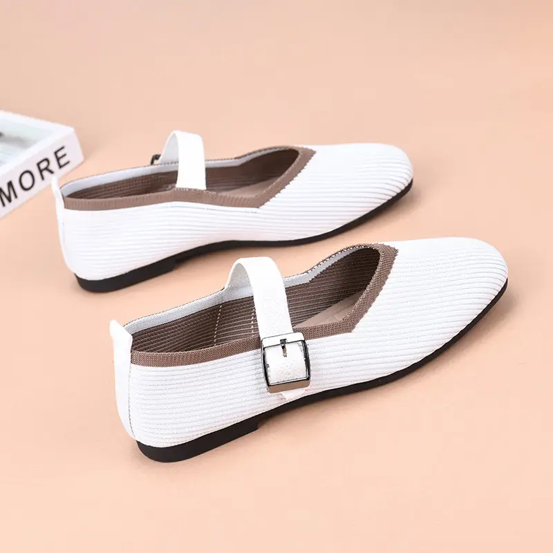 Cross-Border Large Size Popular Women's Breathable Mesh Square Toe Casual Shoes Soft Lightweight Breathable Inner Mother's Shoes