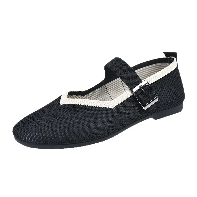 Cross-Border Large Size Popular Women's Breathable Mesh Square Toe Casual Shoes Soft Lightweight Breathable Inner Mother's Shoes
