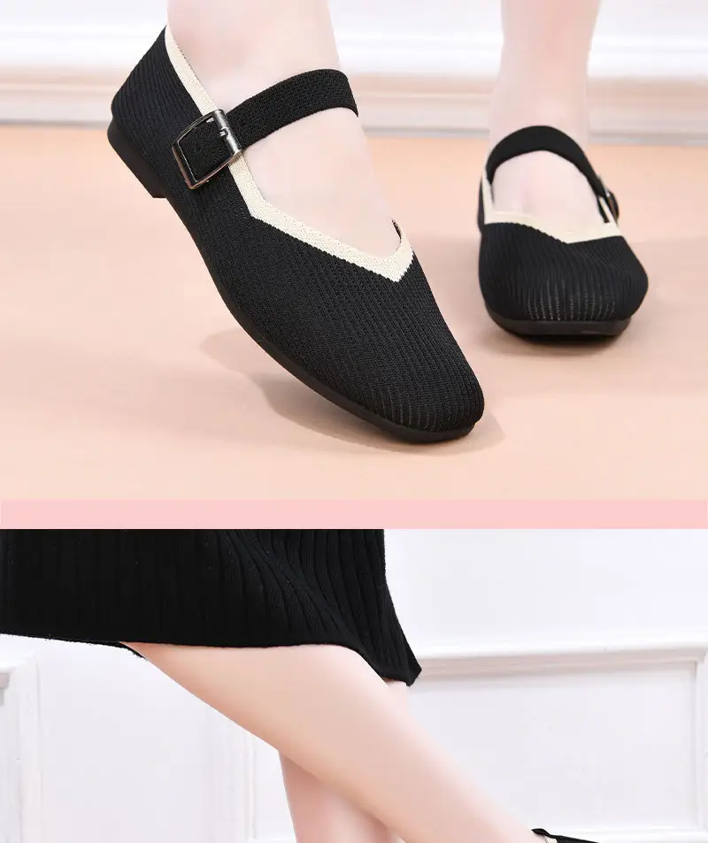 Cross-Border Large Size Popular Women's Breathable Mesh Square Toe Casual Shoes Soft Lightweight Breathable Inner Mother's Shoes — feature 9