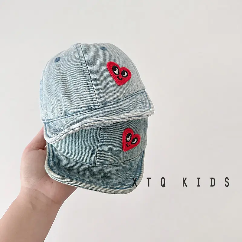 Baby Denim Wash Cap Heart Eyes 2025 Spring - Image 4