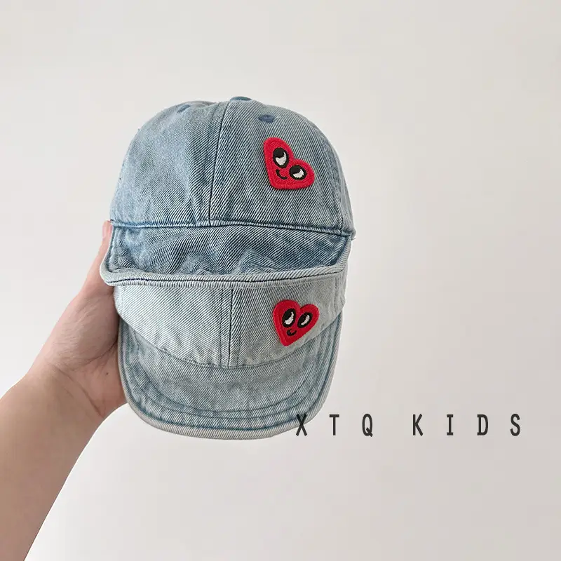 Baby Denim Wash Cap Heart Eyes 2025 Spring - Image 5