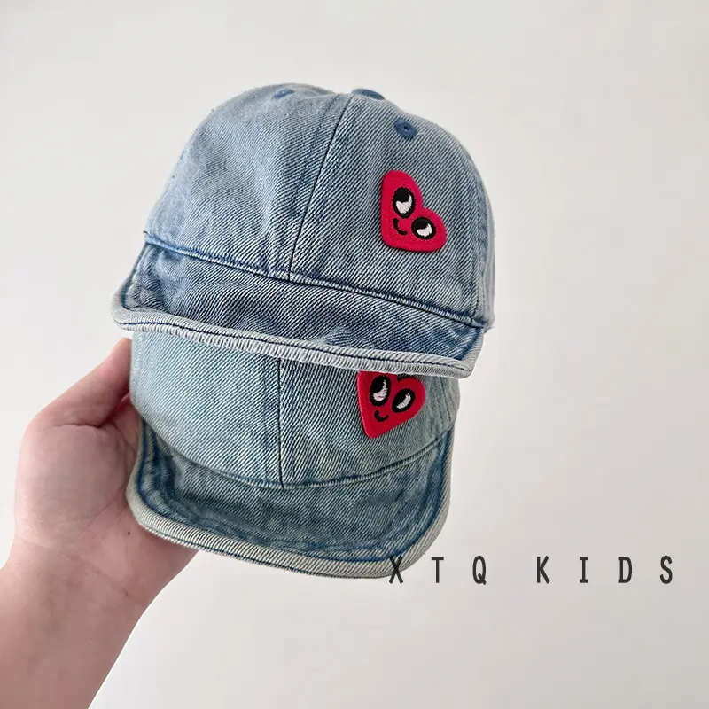 Baby Denim Wash Cap Heart Eyes 2025 Spring - Image 6