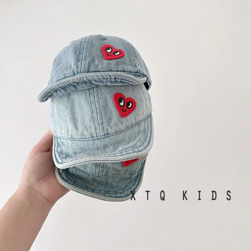 Baby Denim Wash Cap Heart Eyes 2025 Spring - Image 7
