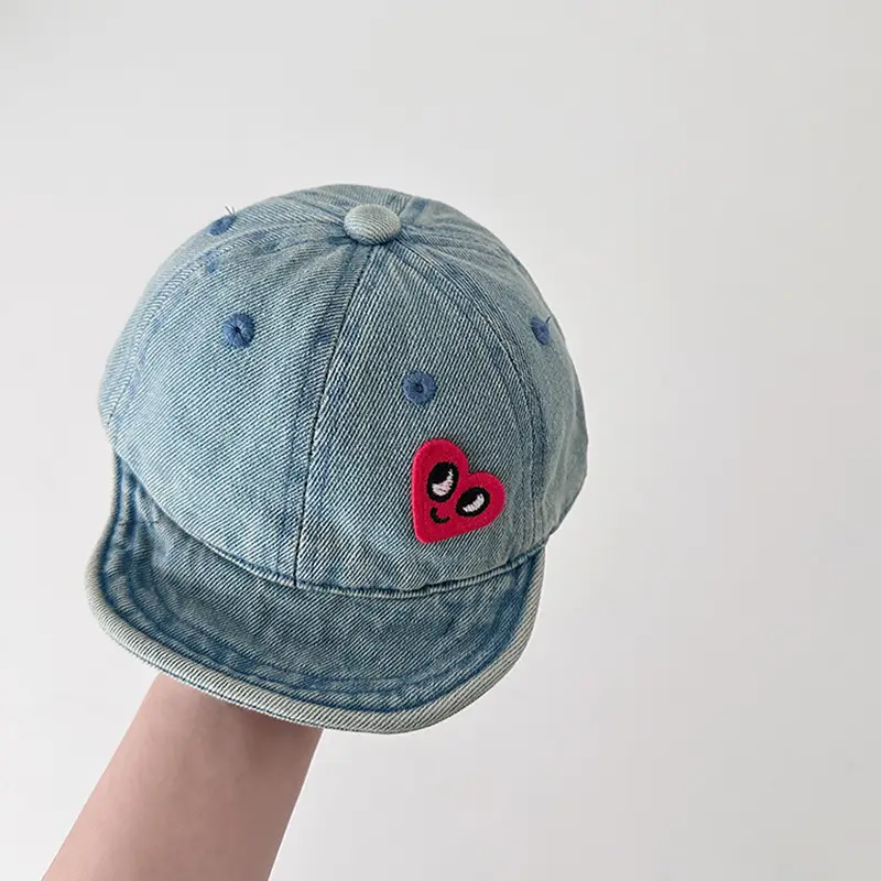 Baby Denim Wash Cap Heart Eyes 2025 Spring - Image 2