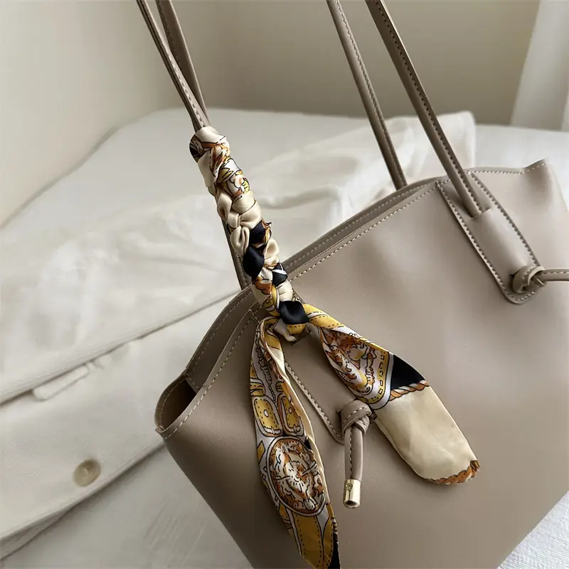 Retro Texture Shoulder Bag Large Capacity Tan - Image 7