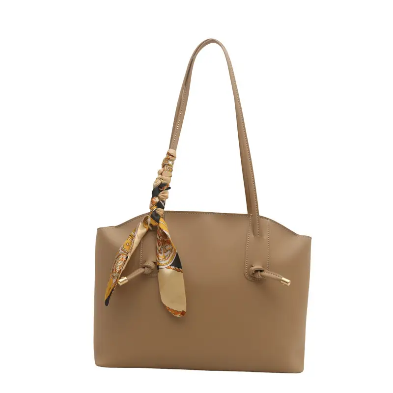 Retro Texture Shoulder Bag Large Capacity Tan - Image 2