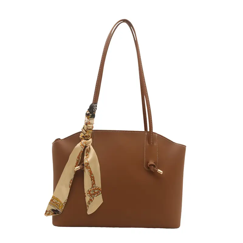 Retro Texture Shoulder Bag Large Capacity Tan - Image 3