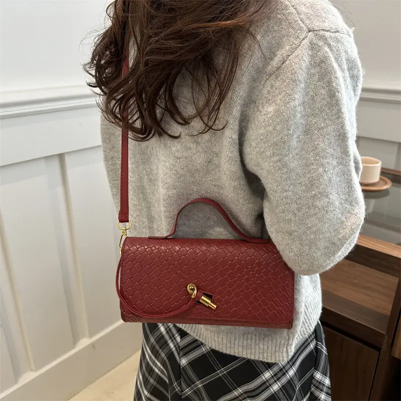 White Woven Crossbody Bag for Women - Image 6