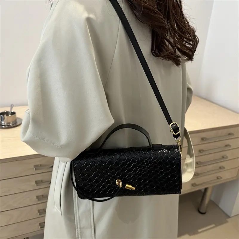 White Woven Crossbody Bag for Women - Image 7