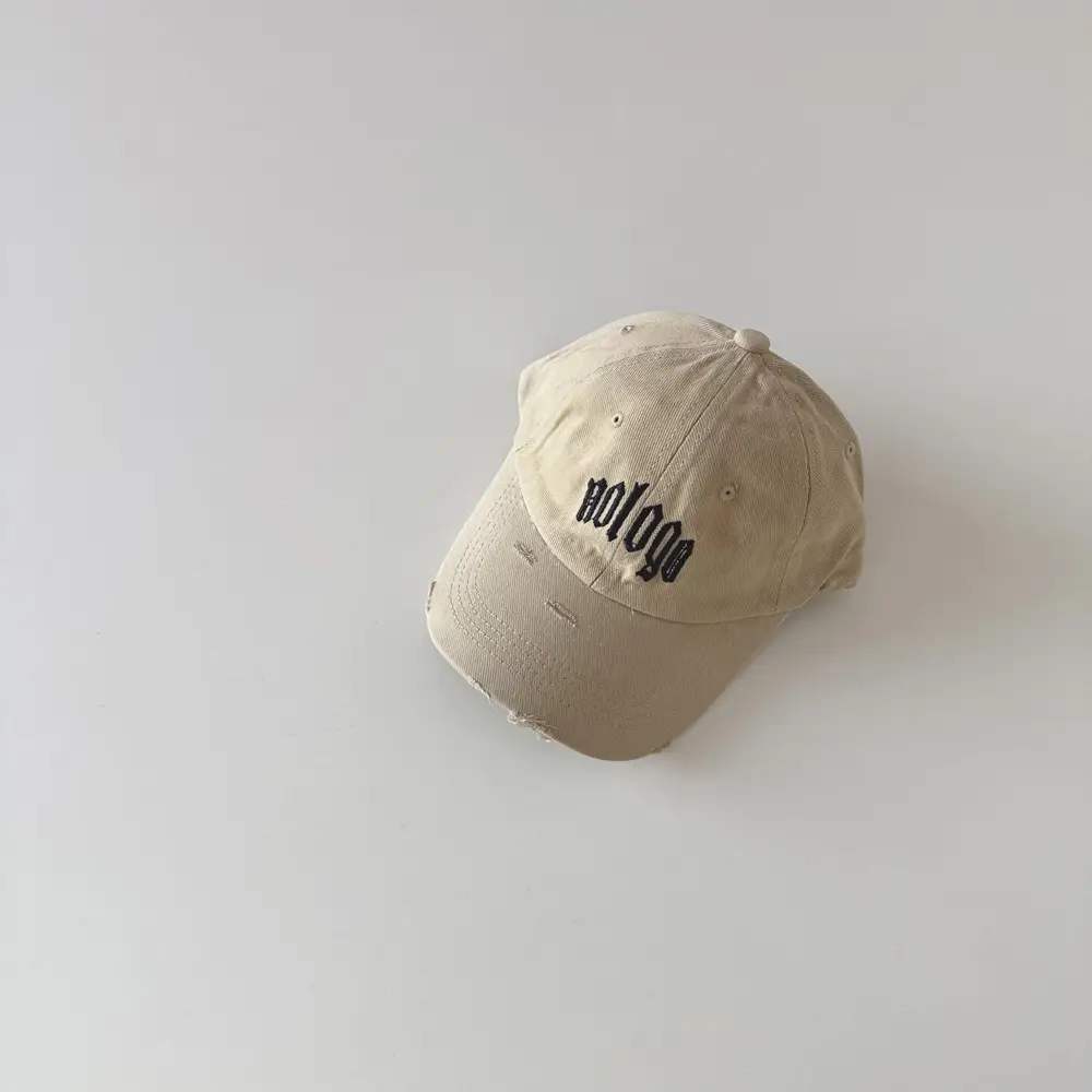 Kids Beige Baseball Cap with Vintage Embroidery - Image 2