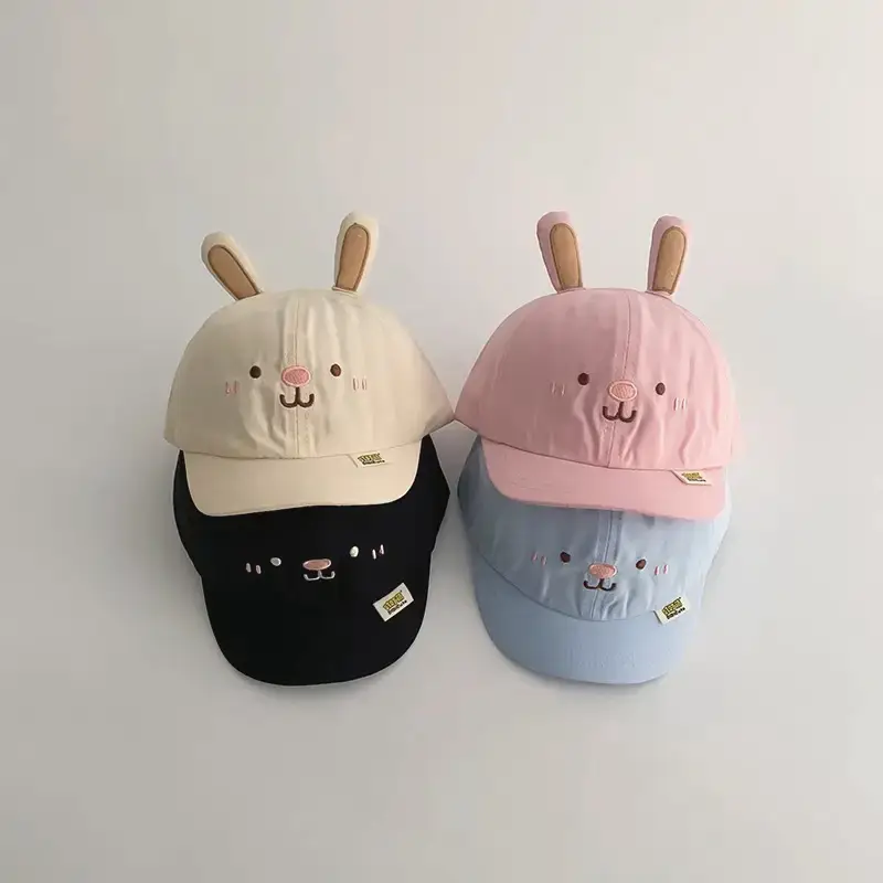 Pink Cartoon Rabbit Baby Cap Spring Autumn Ins