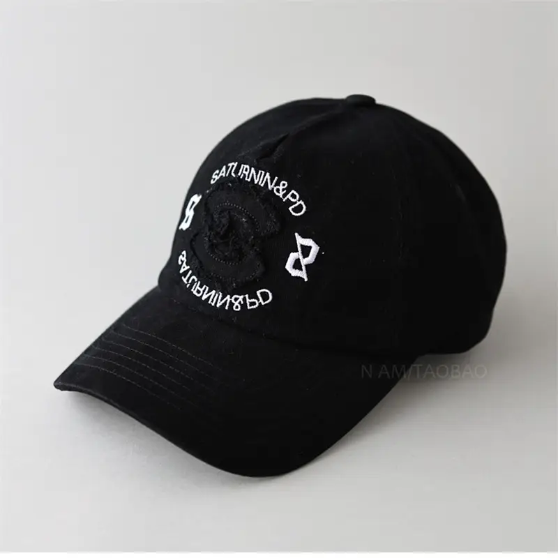 Korean Style Baseball Cap Black Large Letter Embroidered - Image 5