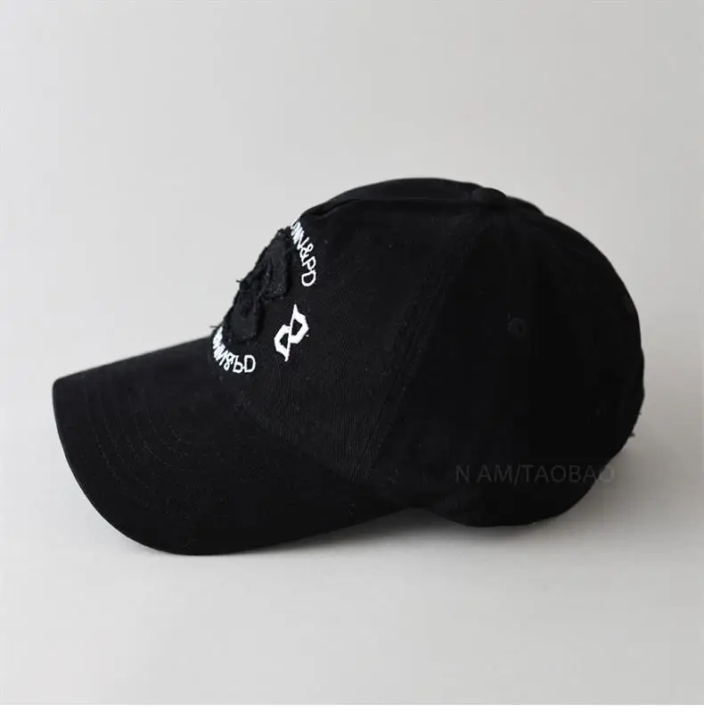Korean Style Baseball Cap Black Large Letter Embroidered — feature 5