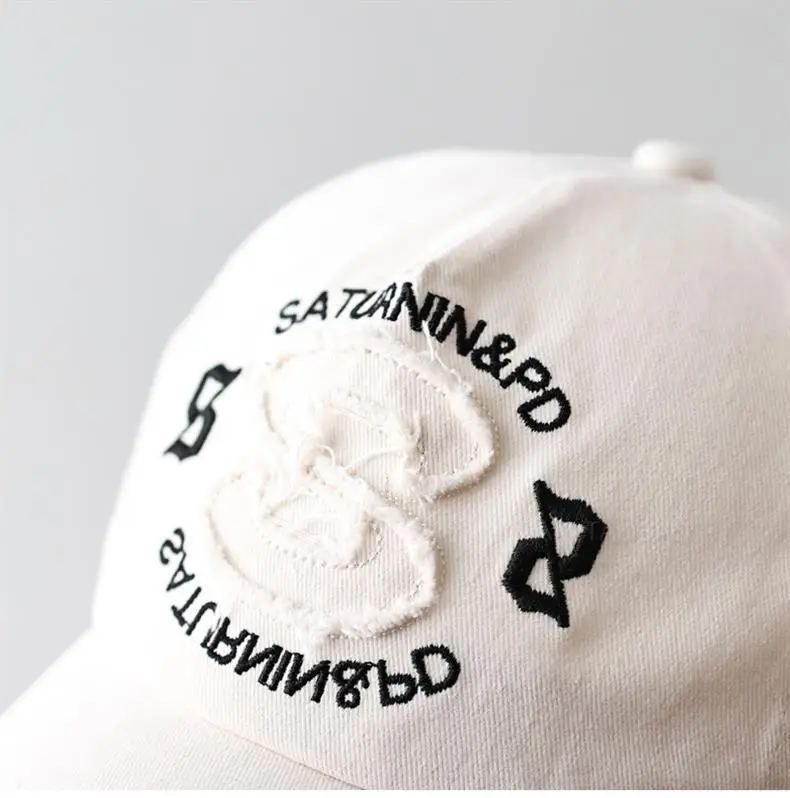 Korean Style Baseball Cap Black Large Letter Embroidered — feature 6