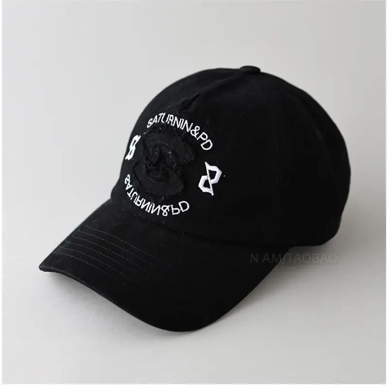 Korean Style Baseball Cap Black Large Letter Embroidered - Image 2