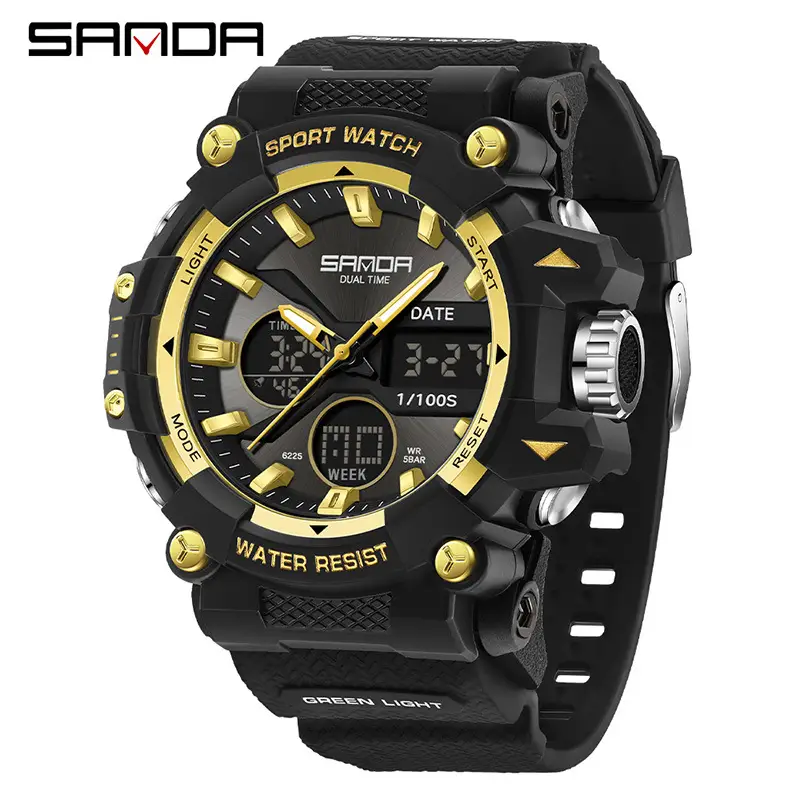 Sanda Black Red Waterproof Men's Digital Watch - Image 2