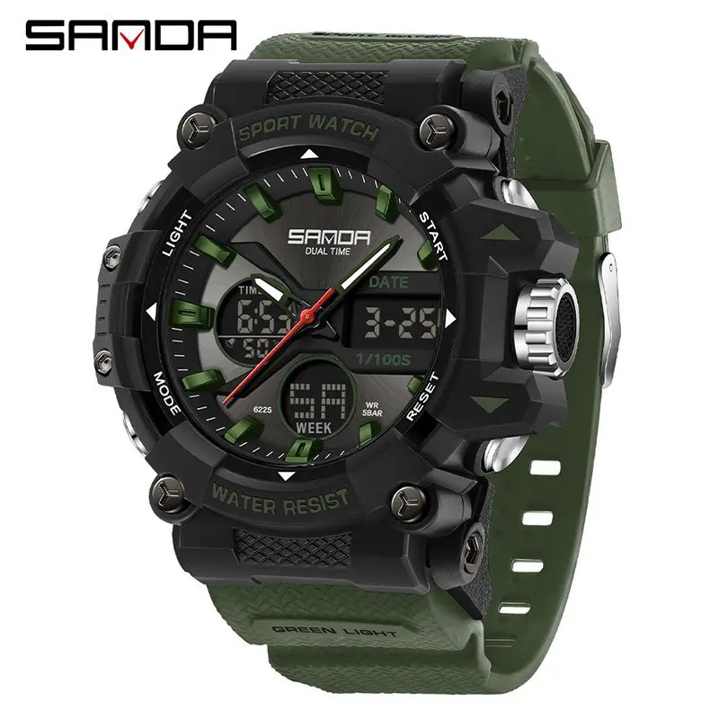Sanda Black Red Waterproof Men's Digital Watch - Image 3