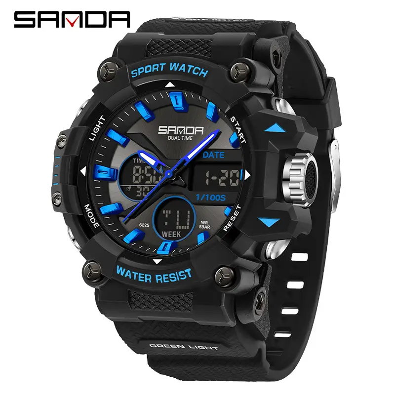 Sanda Black Red Waterproof Men's Digital Watch - Image 5