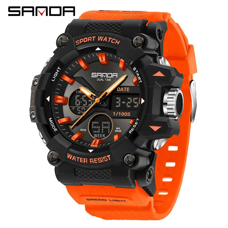 Sanda Black Red Waterproof Men's Digital Watch - Image 6
