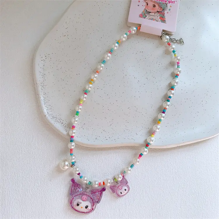 Cute Children's Rainbow Sequins Pearl Clavicle Necklace