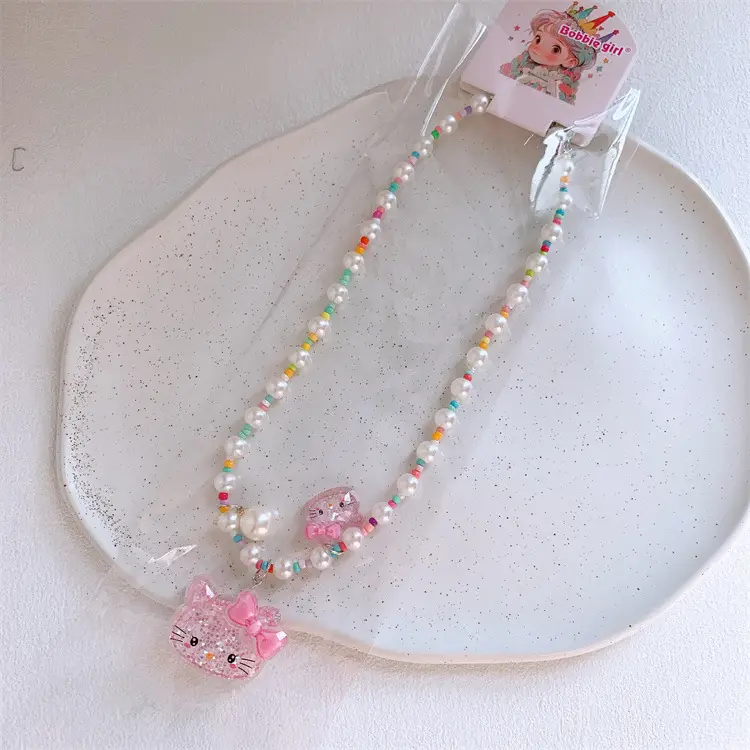 Cute Children's Rainbow Sequins Pearl Clavicle Necklace