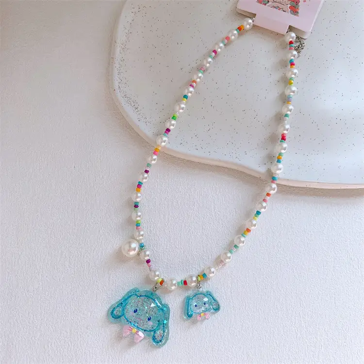 Cute Children's Rainbow Sequins Pearl Clavicle Necklace