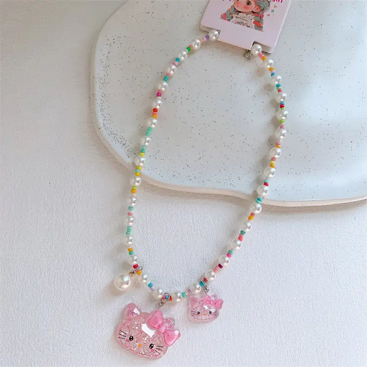 Cute Children's Rainbow Sequins Pearl Clavicle Necklace