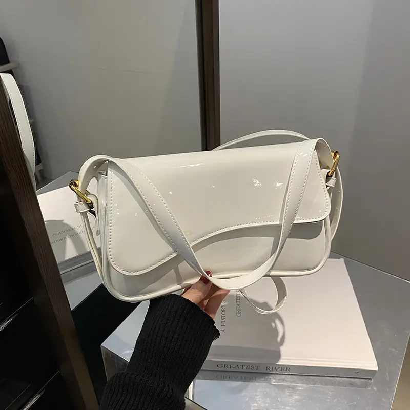 White Patent Leather Shoulder Bag for Women 2025 - Image 2