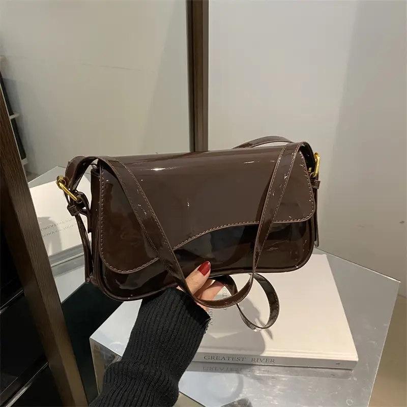 White Patent Leather Shoulder Bag for Women 2025 - Image 4