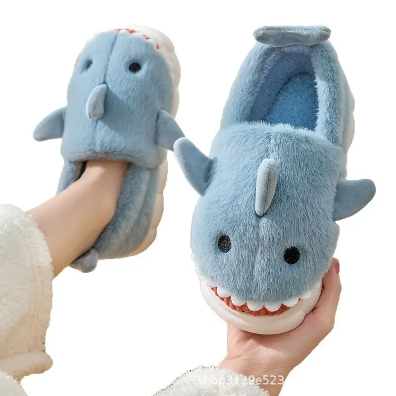Shark Cotton Slippers Men's Winter Indoor Home Cute Warm Thickened Non-Slip Cross-Border Cotton Shoes for Couple Women