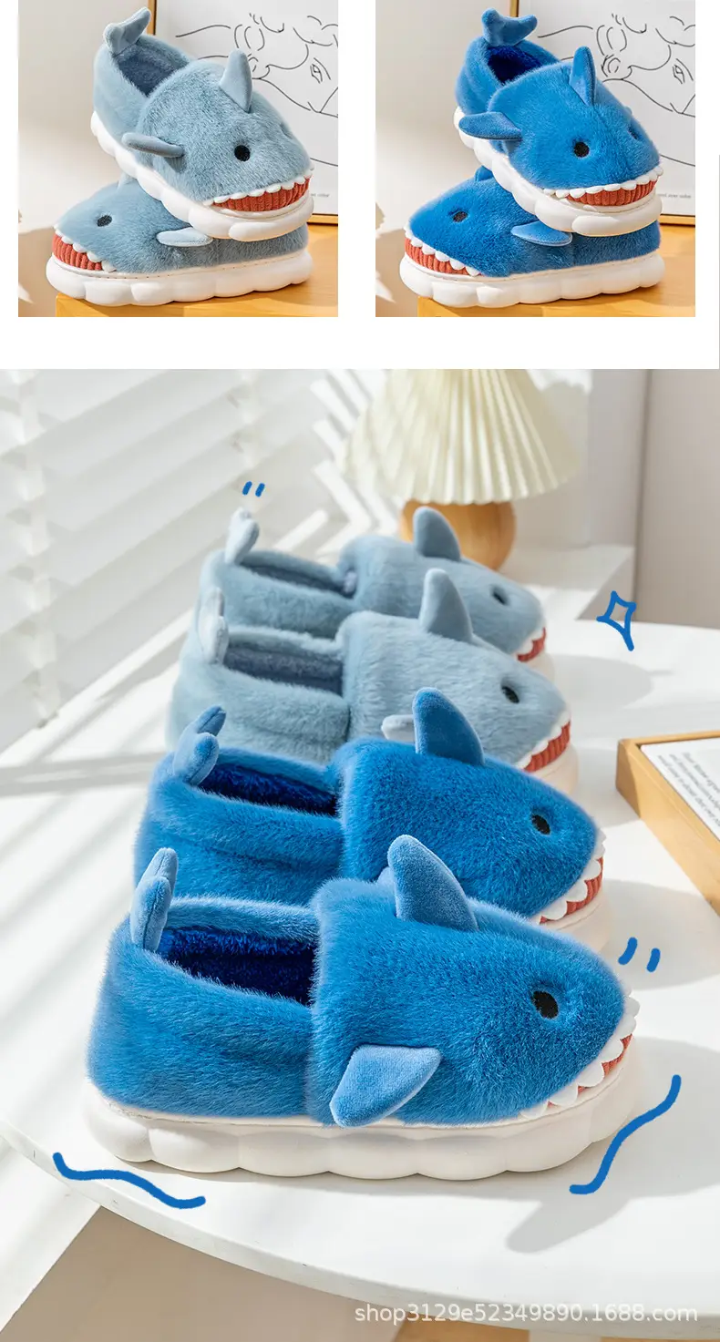 Shark Cotton Slippers Men's Winter Indoor Home Cute Warm Thickened Non-Slip Cross-Border Cotton Shoes for Couple Women — feature 10