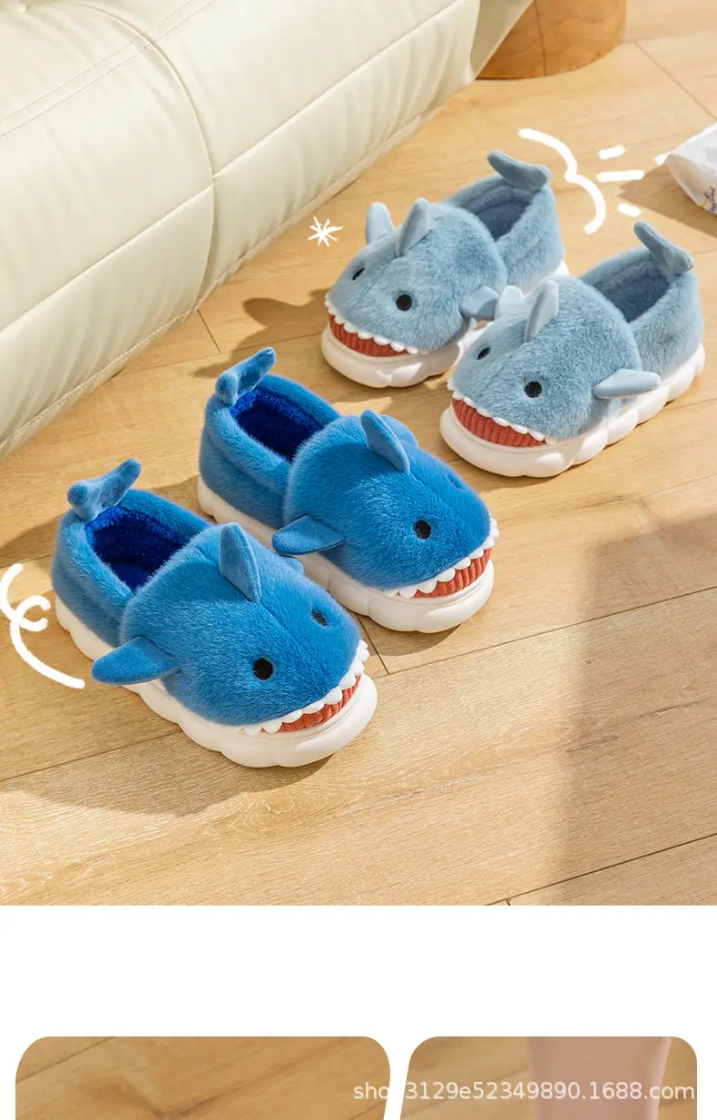 Shark Cotton Slippers Men's Winter Indoor Home Cute Warm Thickened Non-Slip Cross-Border Cotton Shoes for Couple Women — feature 7