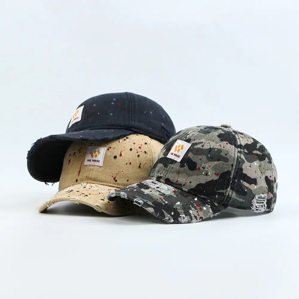 2025 New American Baseball Hat Woven Mark Color Point Washed Old Increase Deepened Street Retro Cap — feature 1