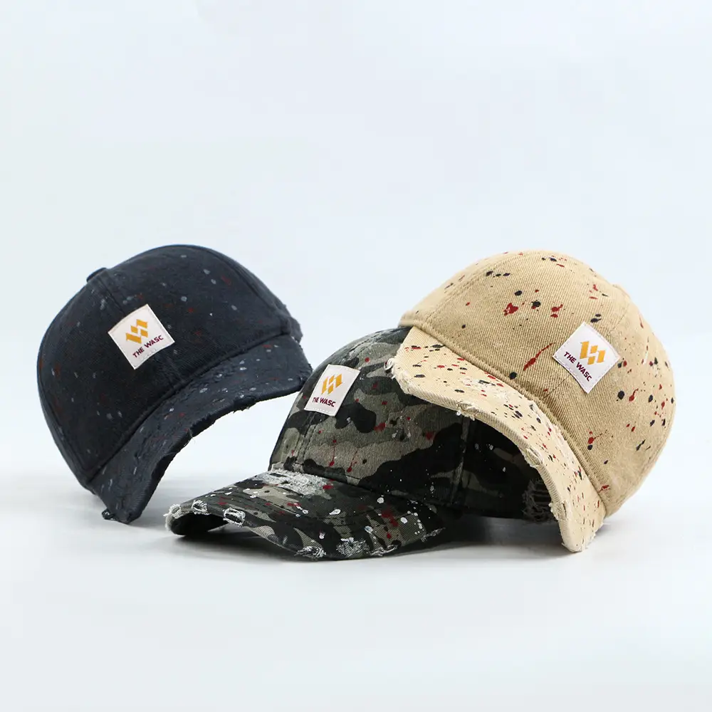 2025 New American Baseball Hat Woven Mark Color Point Washed Old Increase Deepened Street Retro Cap — feature 2