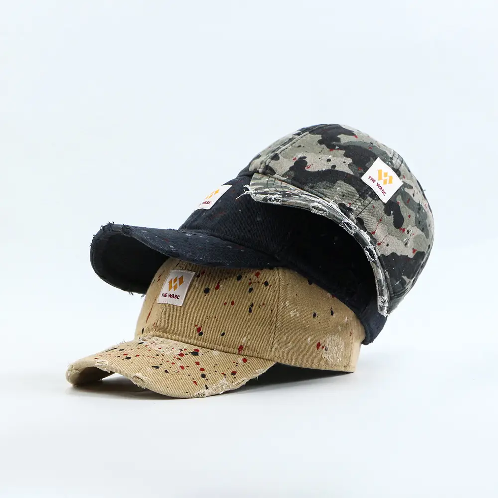2025 New American Baseball Hat Woven Mark Color Point Washed Old Increase Deepened Street Retro Cap — feature 3