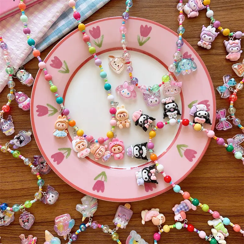Korean Children's Cute Resin Color Cartoon Princess Necklace Girls' Early Spring Hanging Accessories 5 Accessories Necklace - Image 11