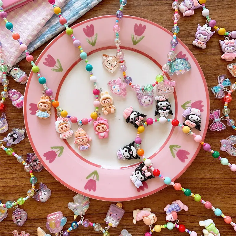 Korean Children's Cute Resin Color Cartoon Princess Necklace Girls' Early Spring Hanging Accessories 5 Accessories Necklace - Image 12