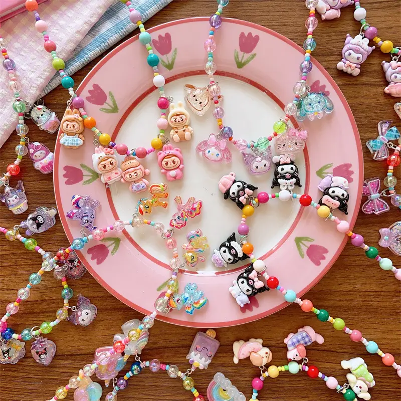 Korean Children's Cute Resin Color Cartoon Princess Necklace Girls' Early Spring Hanging Accessories 5 Accessories Necklace - Image 13