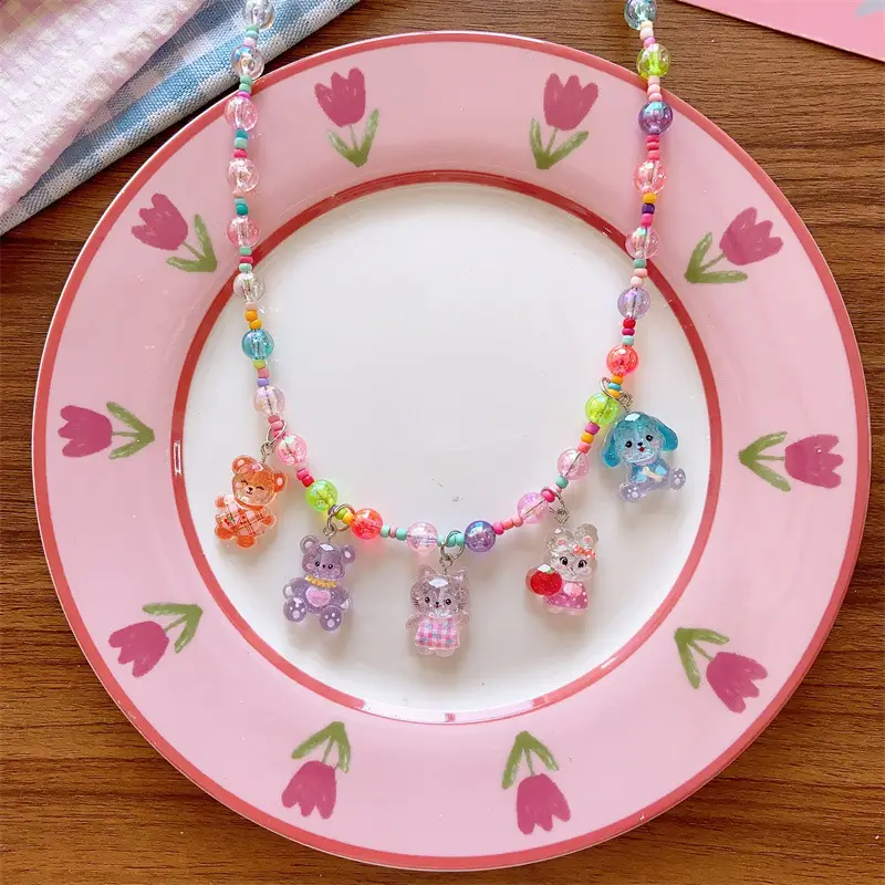 Korean Children's Cute Resin Color Cartoon Princess Necklace Girls' Early Spring Hanging Accessories 5 Accessories Necklace — feature 19