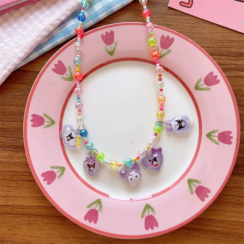 Korean Children's Cute Resin Color Cartoon Princess Necklace Girls' Early Spring Hanging Accessories 5 Accessories Necklace - Image 2