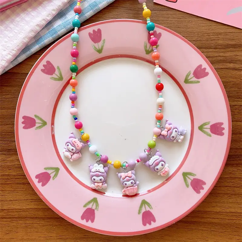 Korean Children's Cute Resin Color Cartoon Princess Necklace Girls' Early Spring Hanging Accessories 5 Accessories Necklace - Image 5