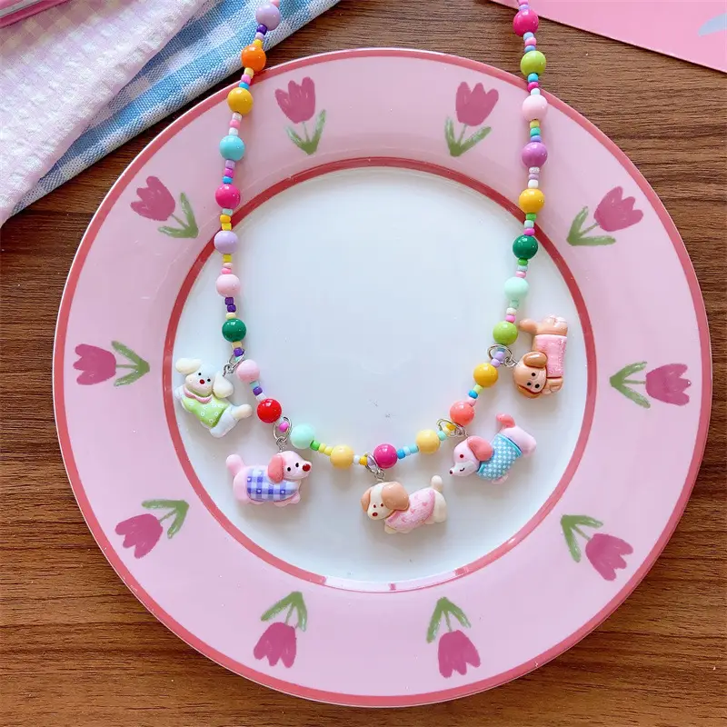 Korean Children's Cute Resin Color Cartoon Princess Necklace Girls' Early Spring Hanging Accessories 5 Accessories Necklace - Image 8