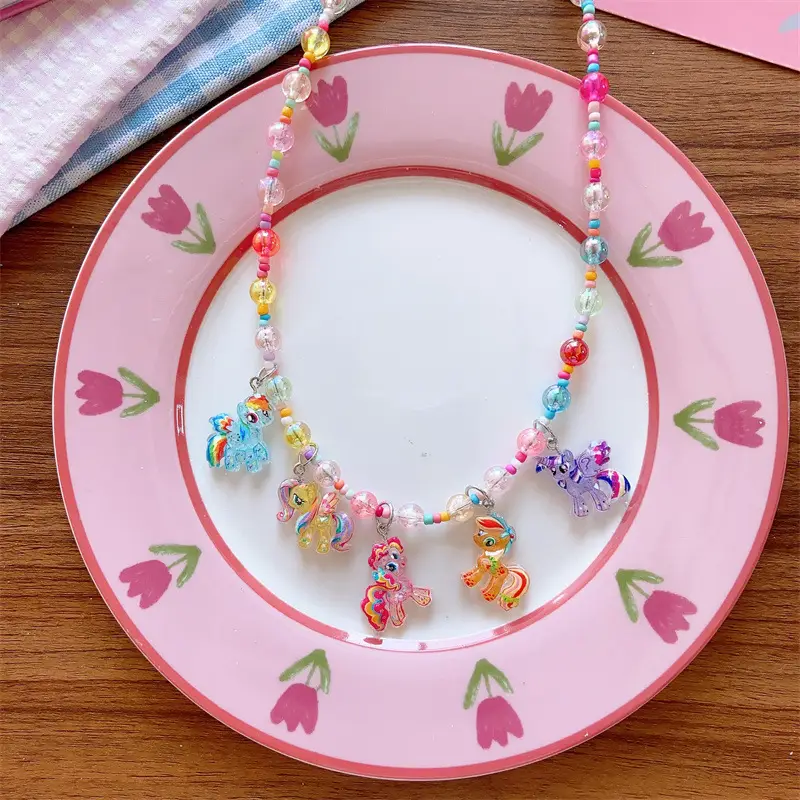 Korean Children's Cute Resin Color Cartoon Princess Necklace Girls' Early Spring Hanging Accessories 5 Accessories Necklace - Image 9