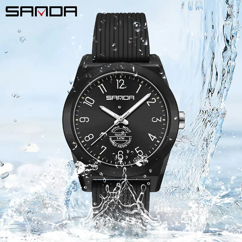 Sanda Black Quartz Watch for Men Women Casual Outdoor Sports Waterproof - Image 9