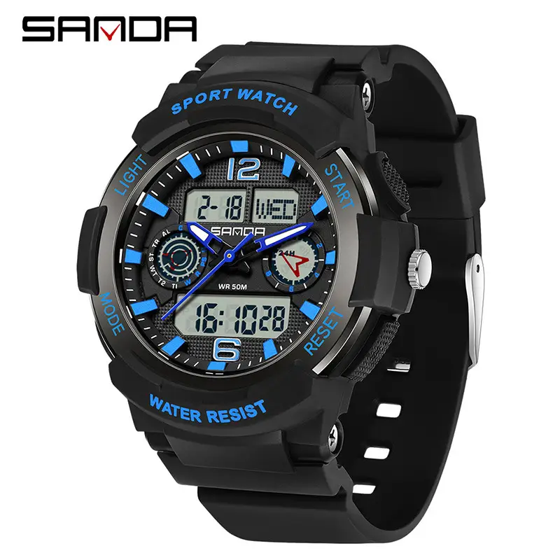 Sanda Multifunctional Digital Watch Blue Sport Waterproof