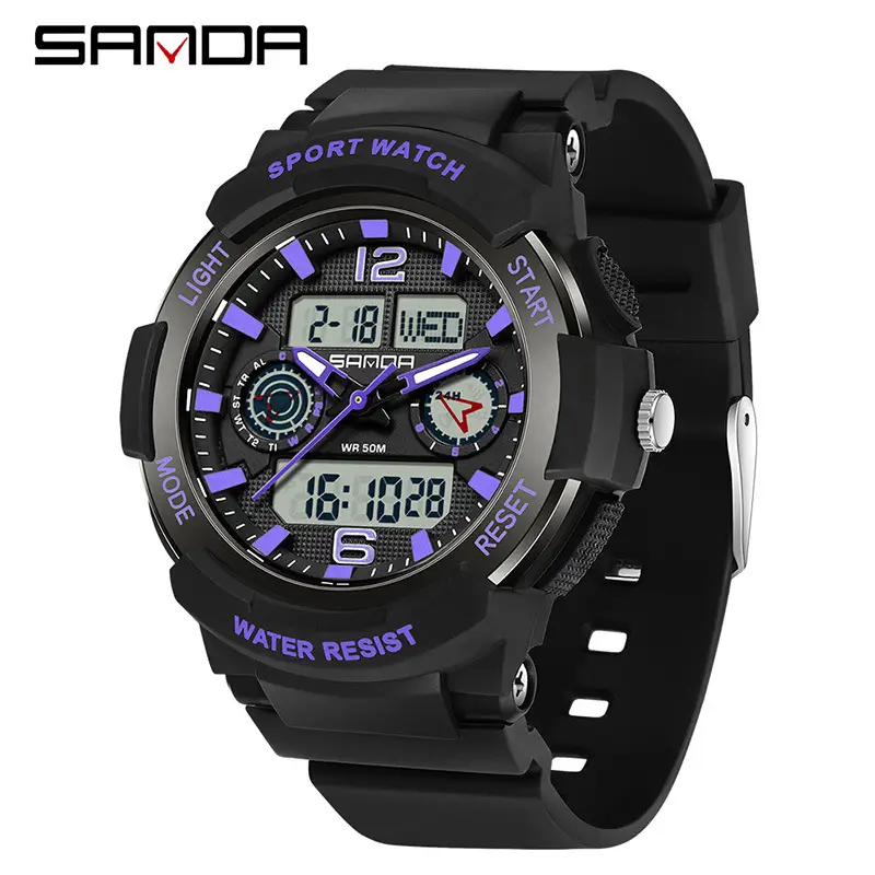Sanda Multifunctional Digital Watch Blue Sport Waterproof
