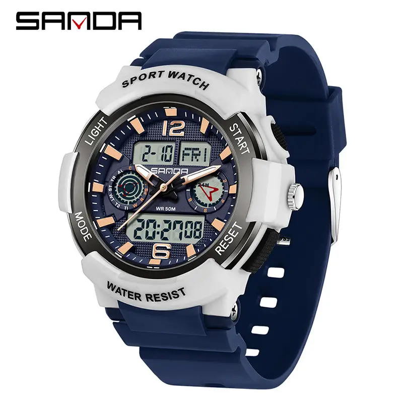 Sanda Multifunctional Digital Watch Blue Sport Waterproof
