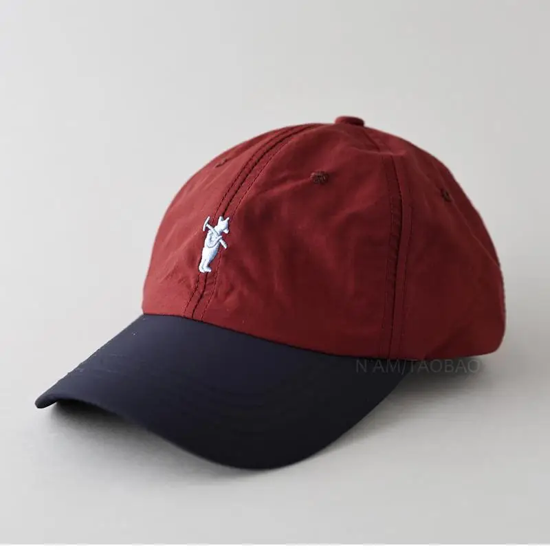 New Bear Embroidered Baseball Cap Dark Blue Green Orange