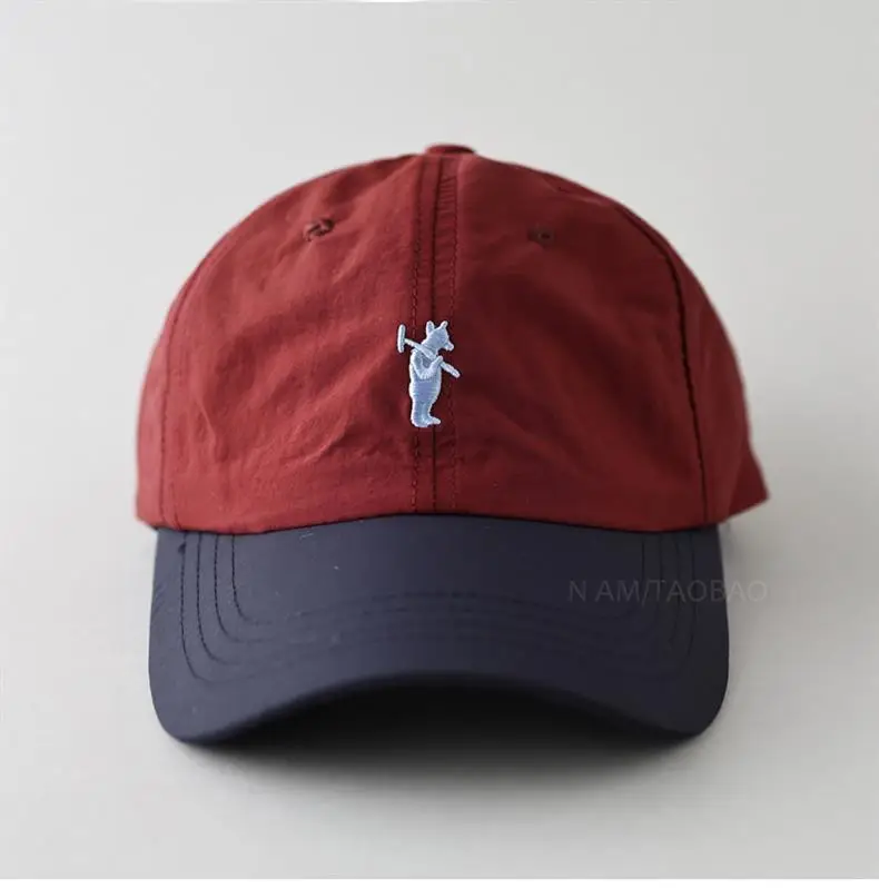 New Bear Embroidered Baseball Cap Dark Blue Green Orange — feature 11